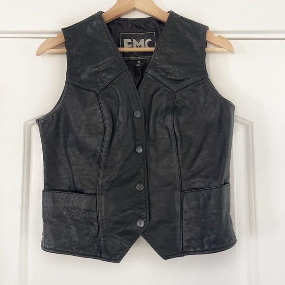 Vintage First Manufacturing Co Leather Biker Vest - M - Picture 1 of 7